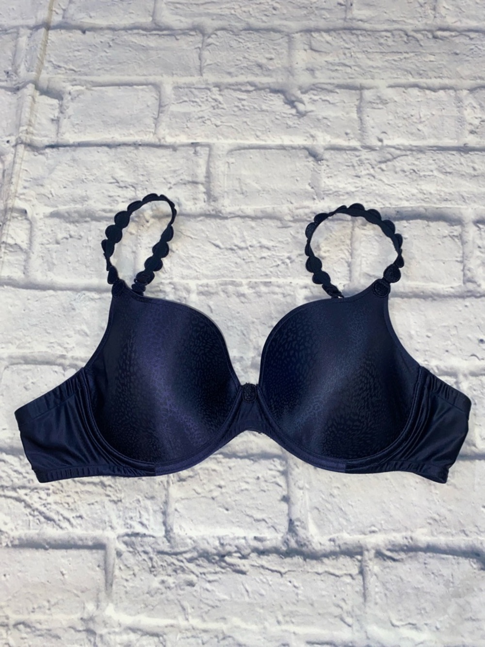 Marie Jo Navy Seamless Contour Bra with Scalloped Straps